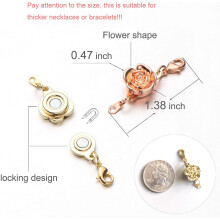Fermoir magnétique polyvalent pour la création de bijoux, motif floral gravé en rhodium, utilisation facile et pratique pour la création de