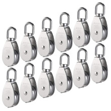 Conjunto de 12 polias M15, em aço inoxidável 304, equipamento de elevação para serviço pesado, rotação de 360 graus, roletes suaves para
