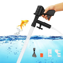 Aquariumgrindreiniger, multifunctionele aquariumreiniger met handmatige drukknop, filtermandje en net voor zandreiniging, pompset.