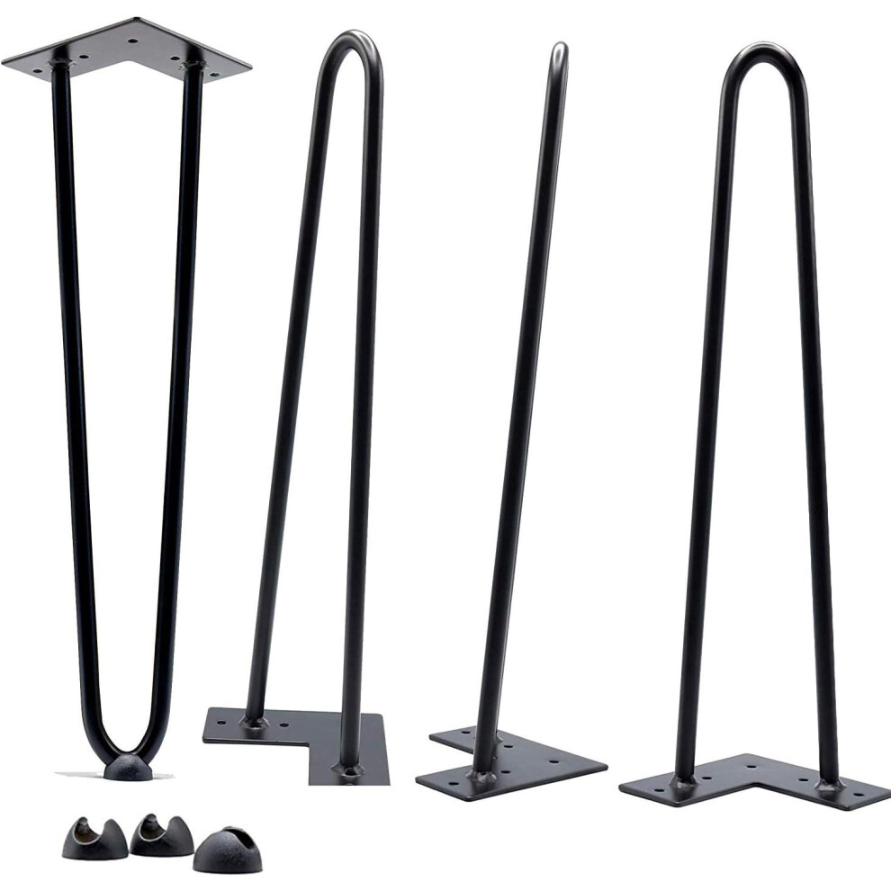 Elegant Black Coated Finish Satin Black Hairpin Legs, Solid Steel Construction For Diy Furniture Projects With Extra Floor Protectors 9169997986092
