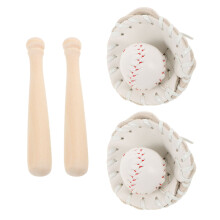 2Sets Mini Baseball Charm Kit Wooden Dollhouse Sports Equipment