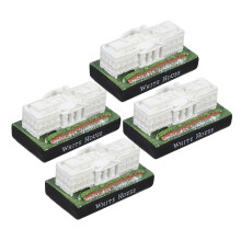 4St Zilveren Resin Witte Huis Desktop Ornament Collectible