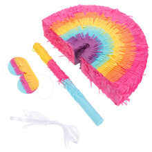 1Jgo Piñata Para Fiesta Boho Arcoíris Con Bate Y Para Niños