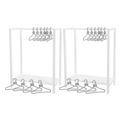 One Set Miniature Doll Clothes Rack With Hangers For Display