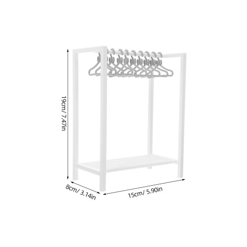 One Set Miniature Doll Clothes Rack With Hangers For Display 2