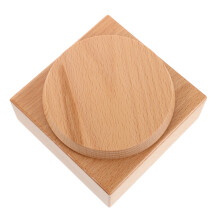 Wooden Music Box Base Light Brown DIY Rotating Platform for Crafts