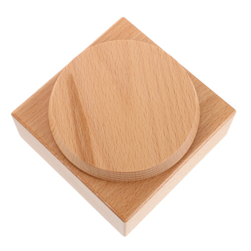 Wooden Music Box Base Light Brown DIY Rotating Platform for Crafts