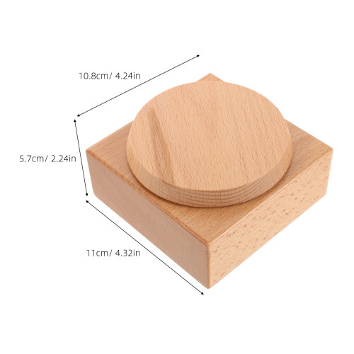 Wooden Music Box Base Light Brown DIY Rotating Platform for Crafts 1