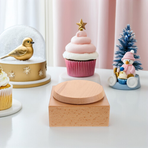 Wooden Music Box Base Light Brown DIY Rotating Platform for Crafts 2