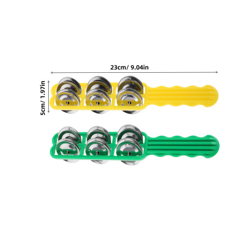 2Pcs Kids Handheld Tambourine Bells Plastic Percussion Learning Toy 2