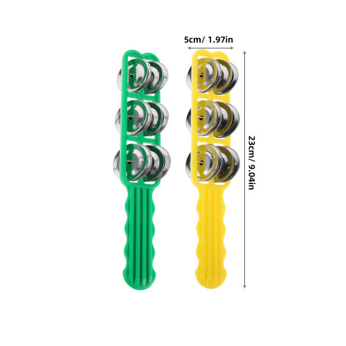 2Pcs Kids Handheld Tambourine Bells Plastic Percussion Learning Toy 1