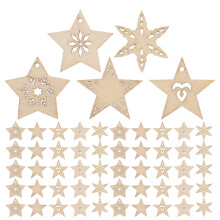 100Pcs Small Wood Stars for DIY Crafts Home Wall Hanging Decor Beige