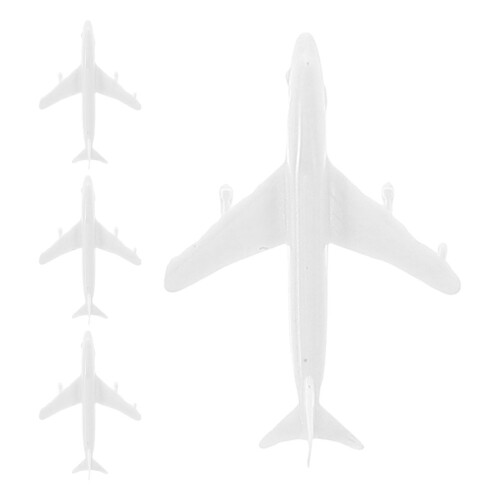 4Pcs Plastic Airplane Model Sand Table Airport Accessories White