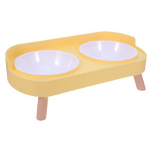 Light Yellow ABS Raised Cat Dog Bowl Stable Base Spill Resistant