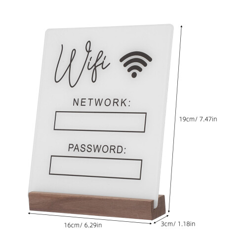 lavagna wifi acrilico con base legno e penna per hotel e ristoranti 1