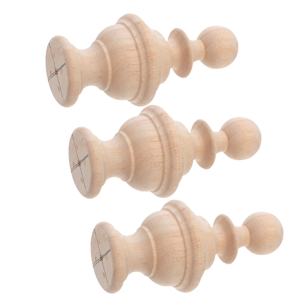 3Szt Drewniane ZakońCzenia SłUpkóW SchodóW I Mebli Khaki-image