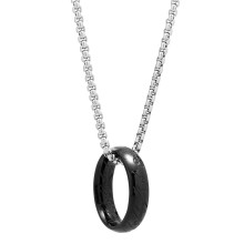 Stylish Men's Necklace Titaniums Steel Retro Finger Ring-Black
