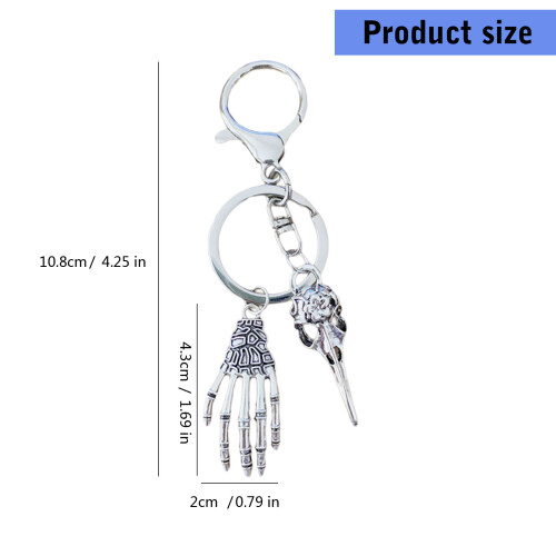 Gothic Bird Head Skeleton Keyring Skull Hand Keychain For Punk 2