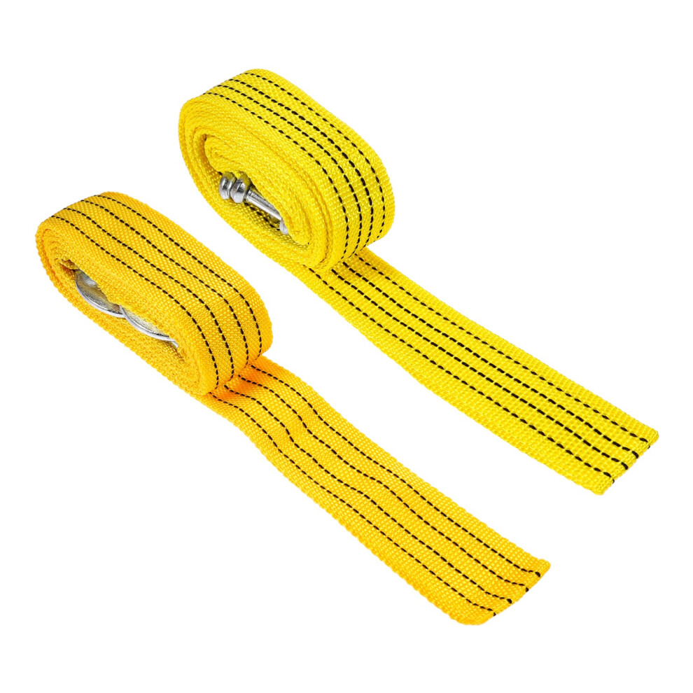 2pcs Heavy Duty Nylon Car Tow Rope with Fluorescent Visibility Strap for Emergency Towing
