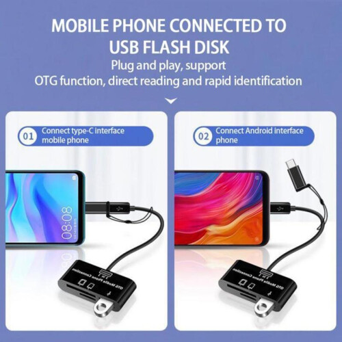 Type C til Micro USB TF kortleseradapter for Macbook Chromebook Note 2