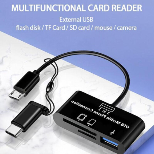 Type C til Micro USB TF kortleseradapter for Macbook Chromebook Note 1