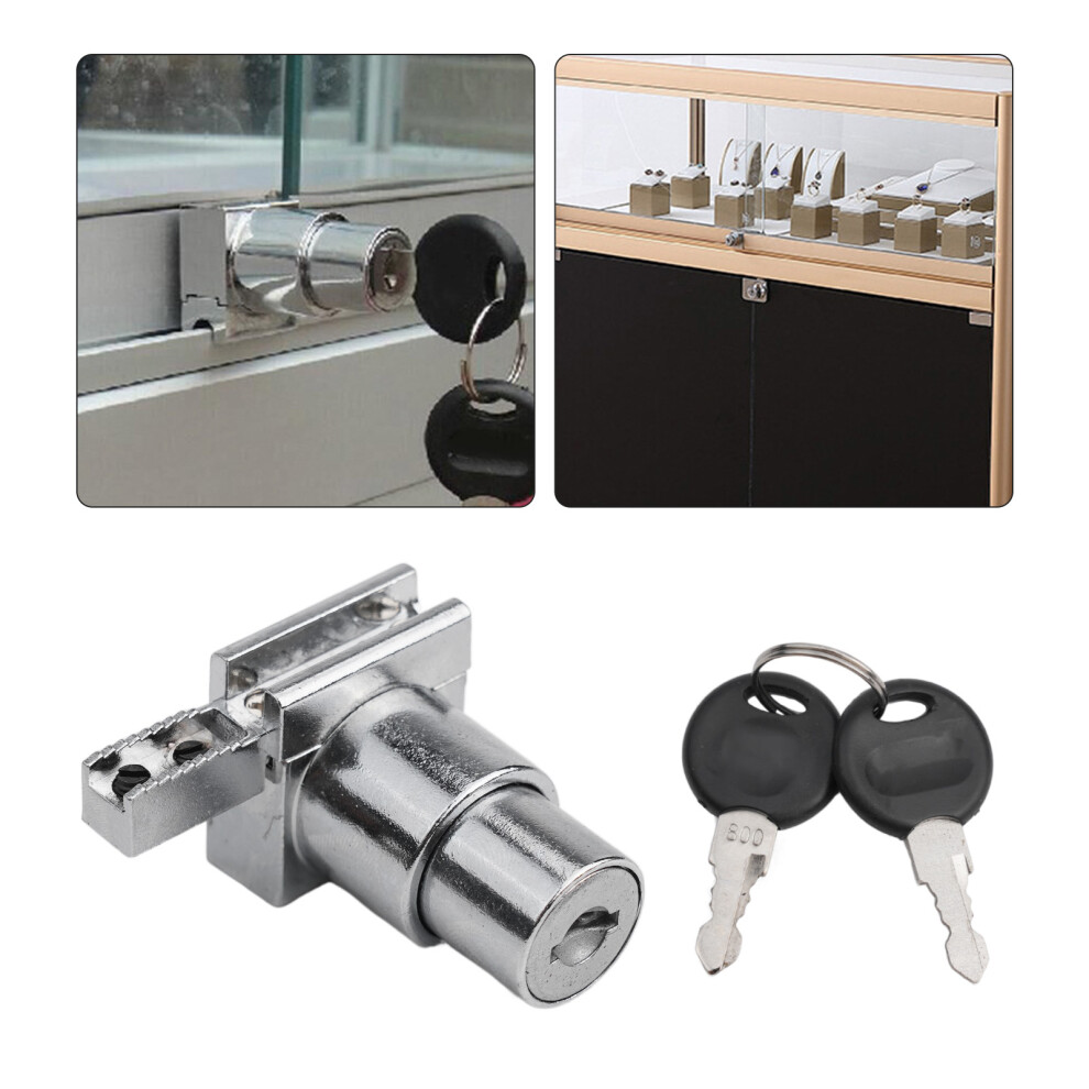 Zinc Alloy Lock Cabinet Display Showcase Glass Door Lock With Keys Sliding Door Lock Silver For Display Cabinets Counters 6935161523560
