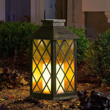 Lanterna solar de jardim para exterior com design decorativo, vela sem chama, à prova d'água e para pendurar, que embeleza seus espaços ao ar