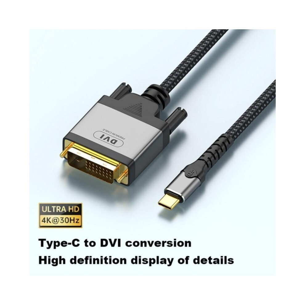 6.56Ft Long Type C To Dvi Converter Cable -Plated Connectors Cord Wire Supports 1080P@60Hz For Display Extension Gold 6935161518702