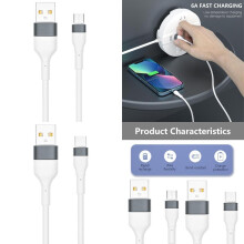 USB a Type C/USB Cavo di alimentazione a 5 pin Linea di Ricarica Rapida 6A per telefoni 120cm