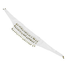White Chiffon Belly Dance Hip Scarf with 72 Coins for Women Dance
