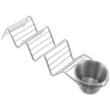 Stainless Steel Taco Holder With Salsa Cups, 3 Slot Tortilla Rack