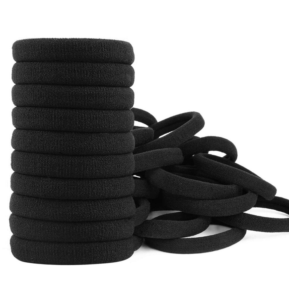 Unisex No Damage Hair Accessories, Soft & Stretchy Ponytail Holders, 100 Pcs, Seamless Thick Hair Ties, Elastic, Fit Thick, Curly, Straight Hair
