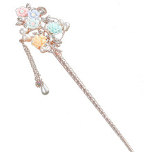 Lujosos accesorios para el cabello de metal dorado, horquilla de estilo vintage con decoración de diamantes de imitación y borla, elementos chinos