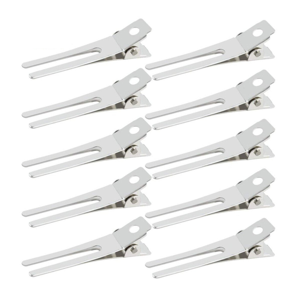 Unisex Professional Hairdressing Metal Clips, Alligator Hairpins For Salon Styling, Double Prong Curl Clips With Smooth Surface To Protect Hair, Easy To