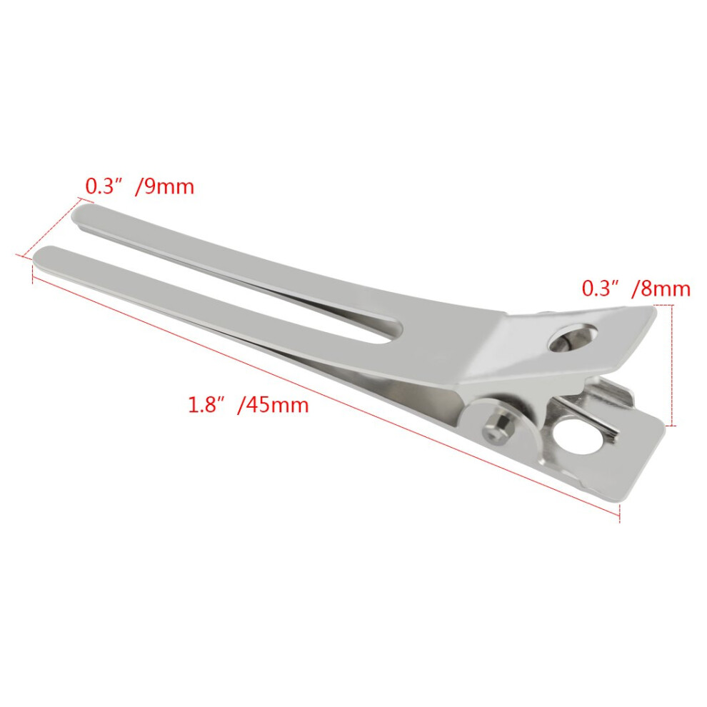 Unisex Silver Diy Hair Accessories For Stylists, Hairdressing Double Prong Clips, Round Double Prongs, Easy Hair Gliding, Smooth Surface, Resistant To Rust (50Pcs,