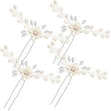 Handmade Pearls Bridal Occasions, Flexible Copper Wire Pearl Rhinestones Headpiece for Women, Girls Exquisite Pearl Rhinestones Hair Clips