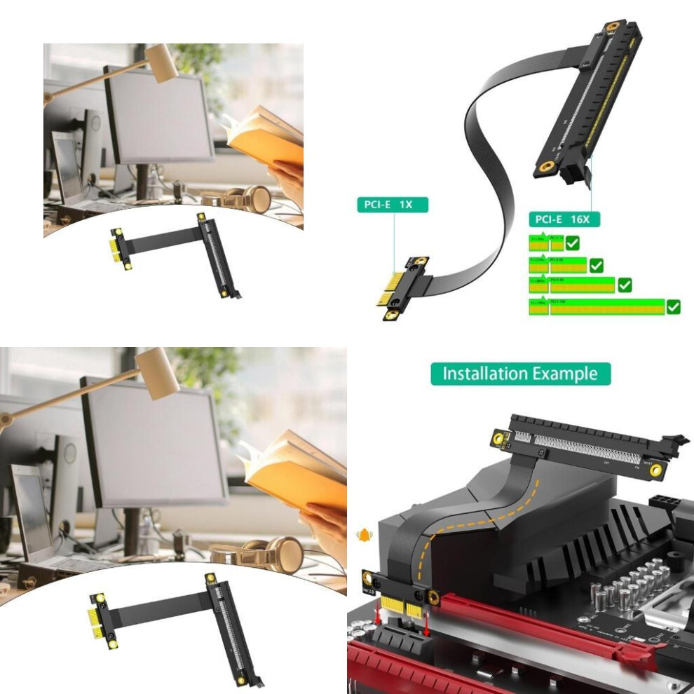 Pcie3.0 Pciexpress 1X To 16X Extension Cable Small Pciexpress Tester Extender Cable 25Cm 9.84In 6935161515572