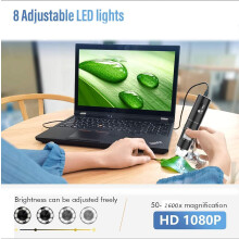 USB-Digitalmikroskop mit 8-LED-Vergrößerung, Endoskopkamera für mikroskopische Beobachtungen, einstellbarer Lichthelligkeit, inklusive