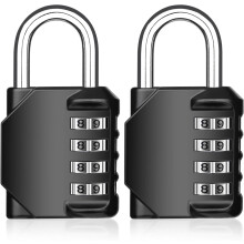 Weatherproof Padlock, 4-Digit Combination Lock, Resettable Code, 10,000 Combinations for Gym Lockers, Toolboxes, Backpacks, 2 Pack, Black