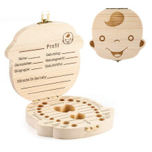 Umweltfreundlicher Aufbewahrungskorb aus Holz für Kinder, exquisites Muster, personalisierte Namens-Babyzahnbox zur dauerhaften Aufbewahrung (13 x