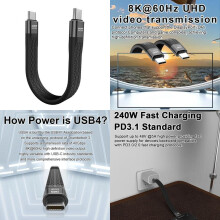 Cavo USB4 240W Ricarica veloce Tipo C a Tipo C Supporto al trasferimento dati 40Gbps