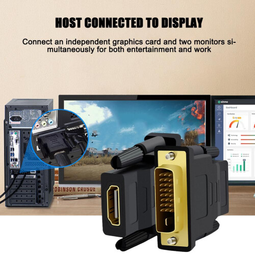 Προσαρμογέας 1080P DVI σε HDMI 24 1 Αμφίδρομη Αμοιβαία Μετατροπή Επιμεταλλω 1