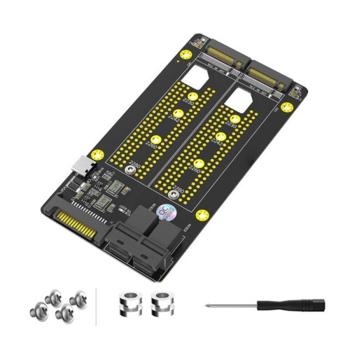 Double M.2 NVMe Solid Disk to Twin SFF 8643 Converter For Multiple Form Factor 1