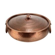 Chinese Hot Pot Cooker 32cm Copper Fondue Set with Even Heat Distribution and Easy Clean Design