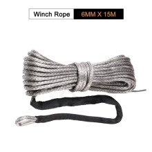 Carhome 6mm 15m Cabo de reboque de cabos de guincho de alta capacidade para SUV ATV Todo-o-terreno Leve