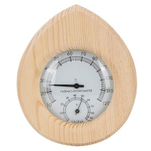 Wooden Sauna Thermometer Hygrometer Drop Shape 2in1 Heat Resistant Easy Read for Steam Room