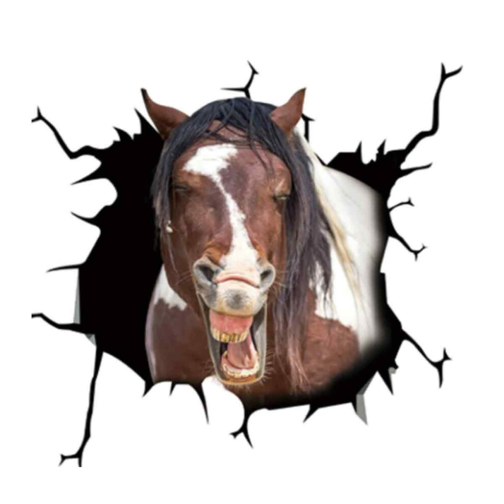 Horse Crack Surface Car Decal, Easy To Peel Off Reusable Wall Sticker, 3D Design Cute & Life-Like Automotive Sticker For Vehicle Window Car Body Bumpe 9074015334178