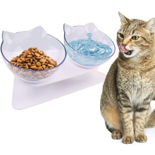 Elegante juego de alimentación para gatos, comedero transparente para gatos de material de calidad, libre de BPA, con base antideslizante, diseño