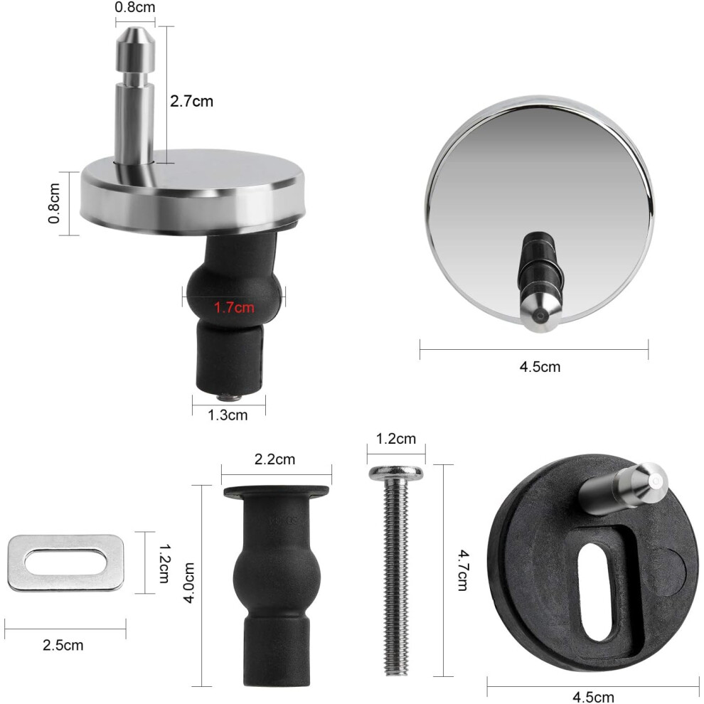 Toilet Seat Hinge Fixings, Replacement Toilet Seat Hinges For Quick Release, Rubber Back To Wall, Stainless Steel Screws, Easy Installation, 9169997987297