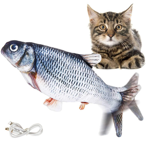 Επαναφορτιζόμενο παιχνίδι Catnip Kicker Usb, ηλεκτρικό παιχνίδι ψαριών για σκύλους με 2
